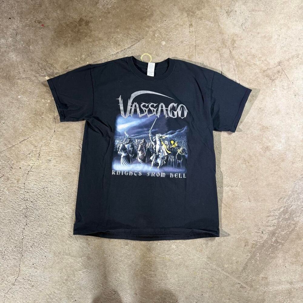 Black Vassago Knights From Hell Band Tee Graphic T-Shirt